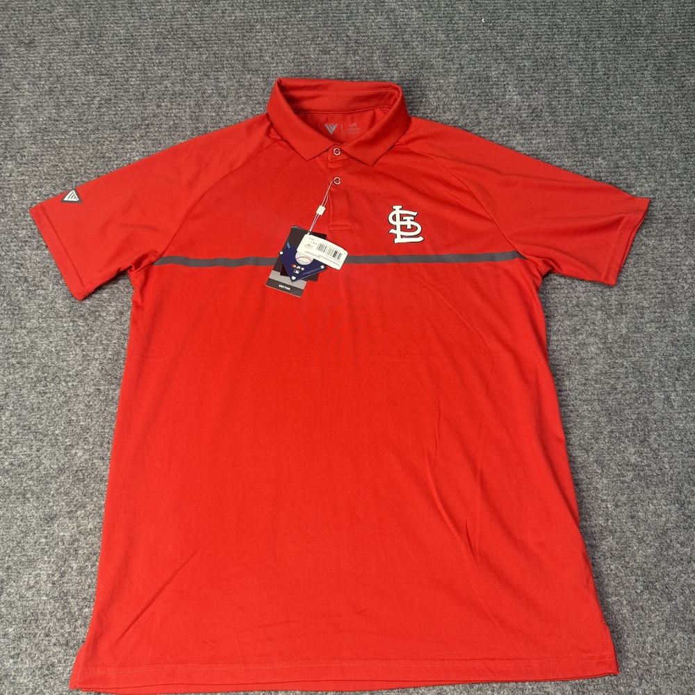 St Louis Cardinals Shirt Mens Large MLB Baseball Polo Sector Stripe Levelwear